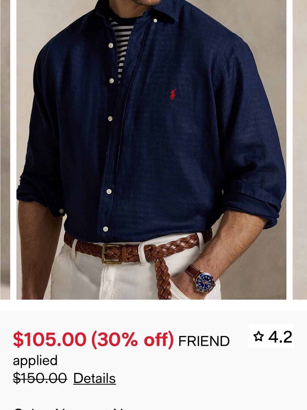 Polo by Ralph Lauren Navy Button-Down Shirt with Red Pony